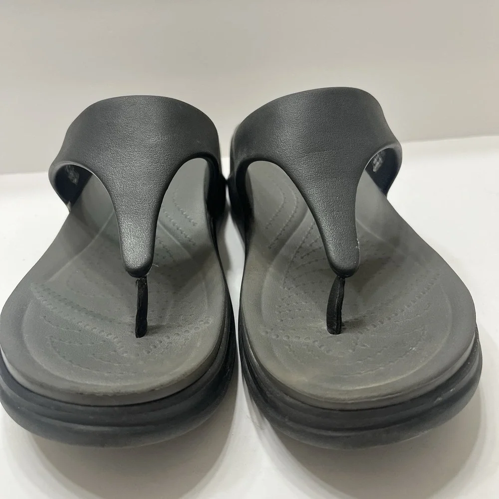 Crocs Women's Boca Wedge Flip Flop Sandals Black 10